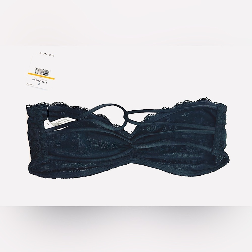 Bundle of 3 Free People Essential Lace Bandeau Bras, Black, Pink, & Ivory, S - Picture 6 of 8
